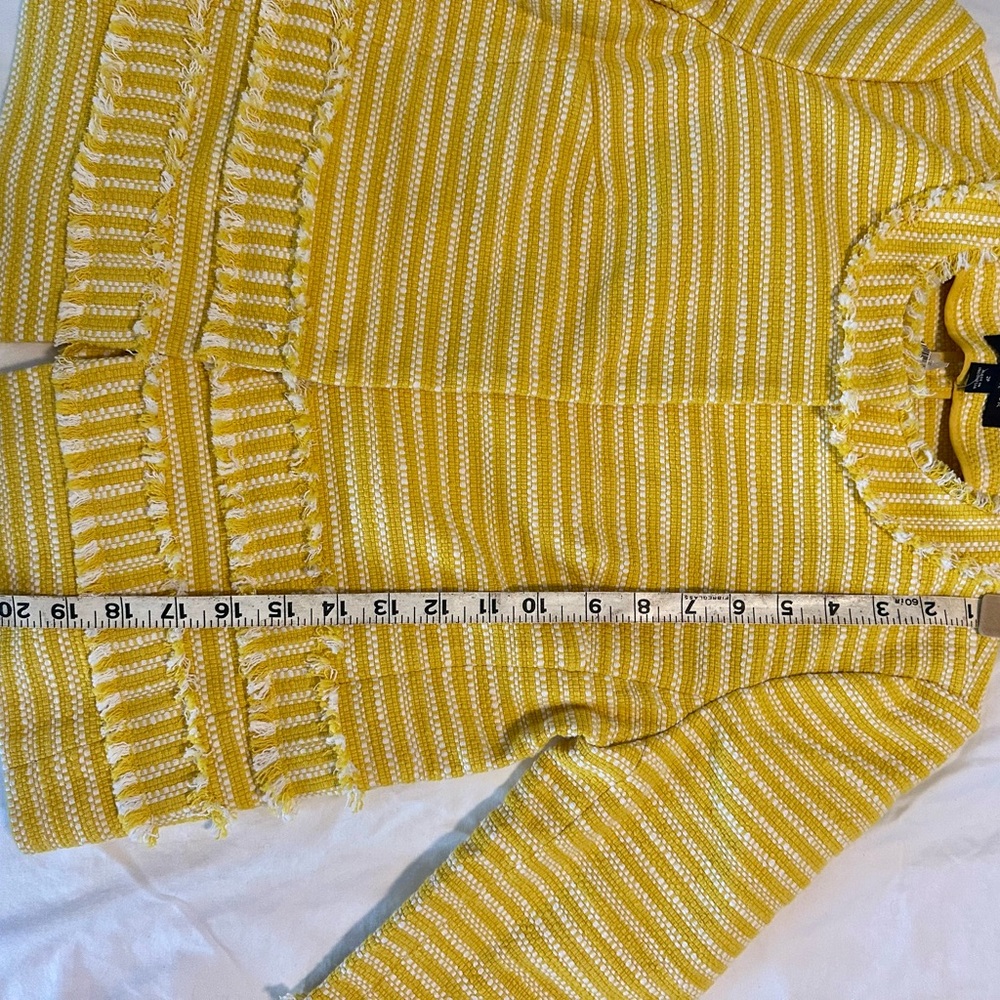 Ann Taylor Yellow and White Striped Blazer 2. Petite - Picture 4 of 7